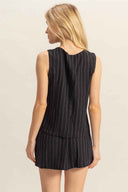Black Striped Mini Skirt Set back
