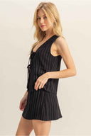 Black Striped Mini Skirt Set side