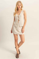 Oatmeal Striped Mini Skirt Set