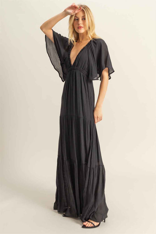 Black Flowy Maxi Dress side