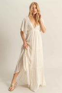 Vanilla Flowy Maxi Dress front