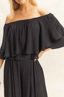 Black Off Shoulder Pants Set detail