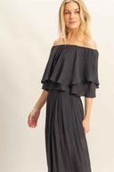 Black Off Shoulder Pants Set side