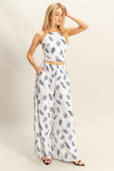 White Halter Pants Set front
