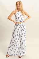 White Halter Pants Set