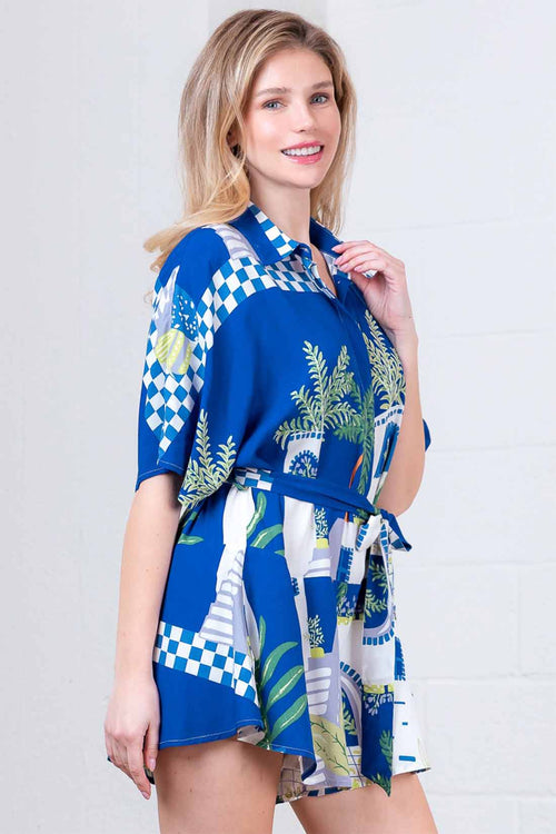 Blue Printed Romper side