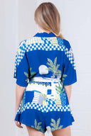 Blue Printed Romper back