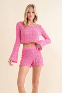 Cindy Pink Knitted Shorts Set