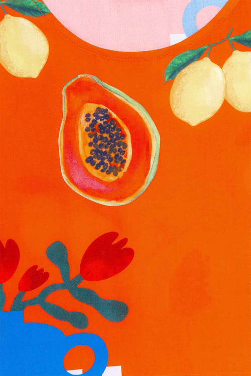 Orange Fruit Print Pants Set detail