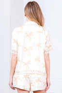 Taupe Embroidery Shorts Set back