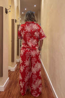 Candela Red Waffle Pants Set back