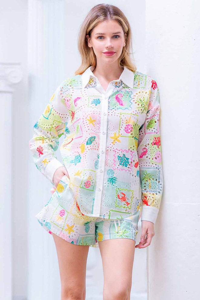 Watercolor Lace Shorts Set