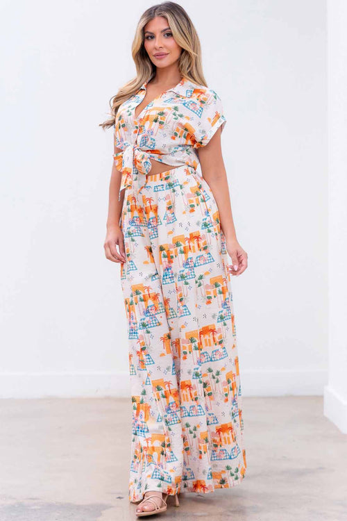 Picnic Print Rollup Pants Set side