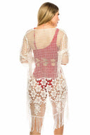 Kira White Crochet Coverup Kimono back