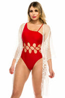 Kira White Crochet Coverup Kimono