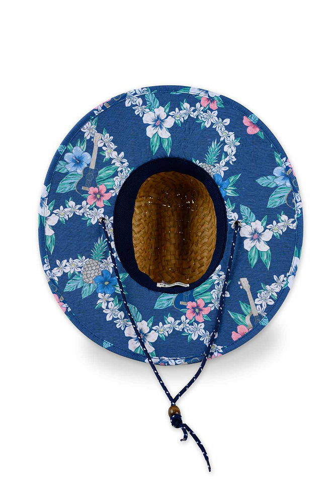 Tropical Flowers Straw Hat inside