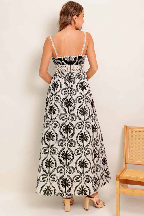 Ivory Black Printed Maxi Dress back
