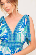 Blue Printed Ties Maxi Dress details