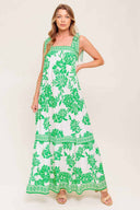 Ivory Green Printed Maxi Dress