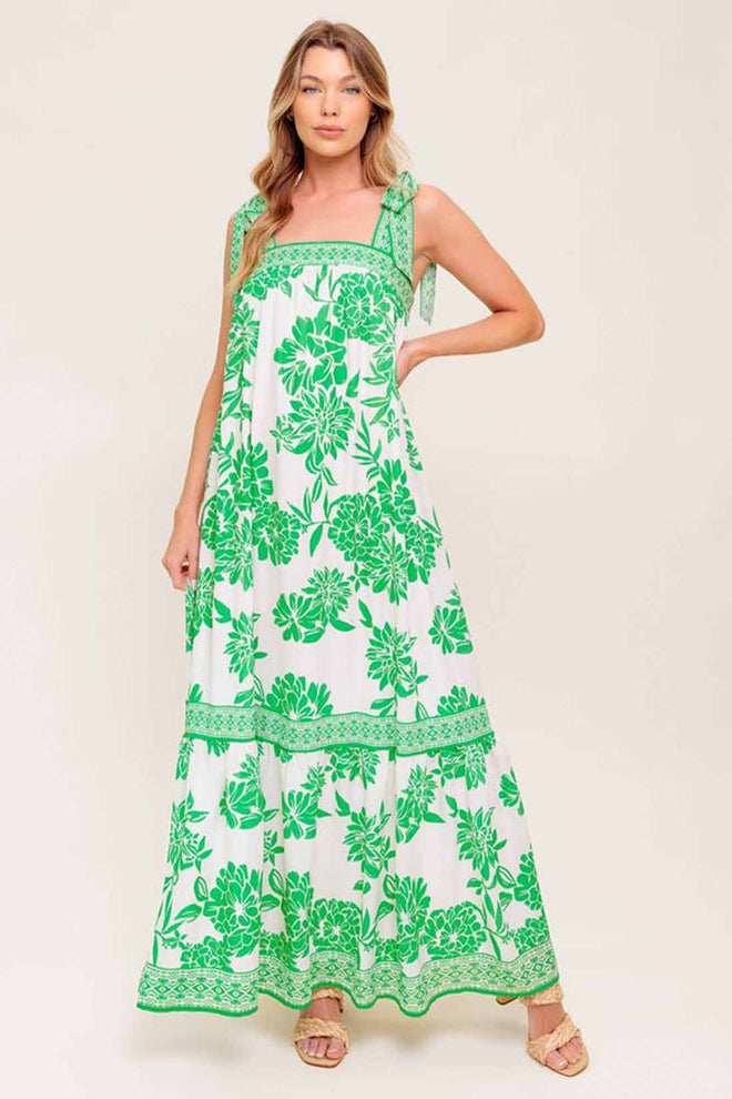 Ivory Green Printed Maxi Dress