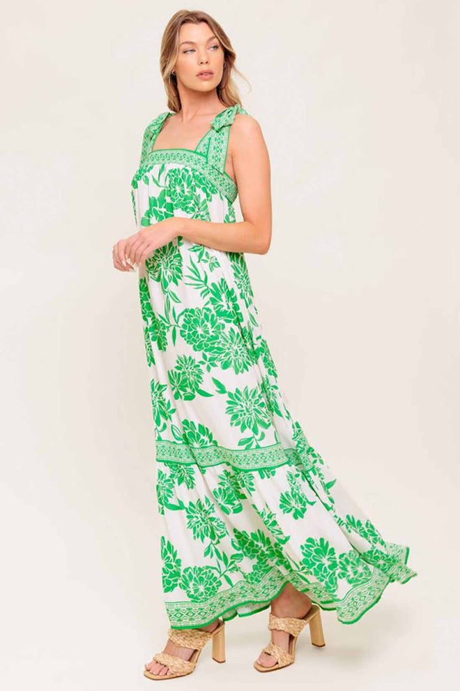 Ivory Green Printed Maxi Dress side