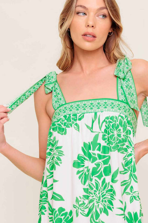 Ivory Green Printed Maxi Dress details