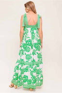 Ivory Green Printed Maxi Dress back