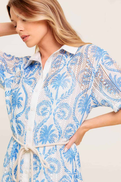 Ivory Blue Lace Mini Dress details