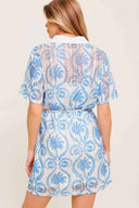 Ivory Blue Lace Mini Dress back