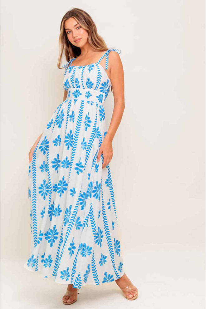 Blue Noir Floral Maxi Dress