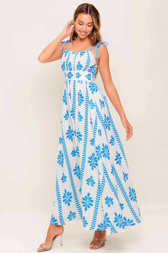 Blue Noir Floral Maxi Dress side