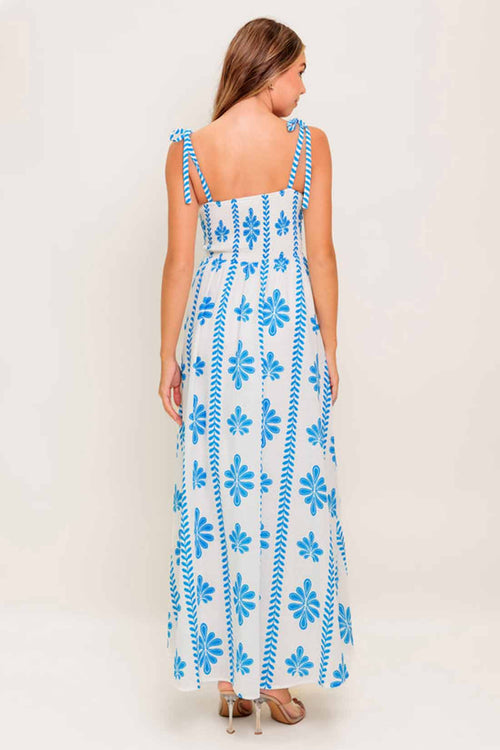 Blue Noir Floral Maxi Dress back