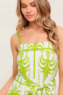 Ivory Green Printed Mini Dress detail