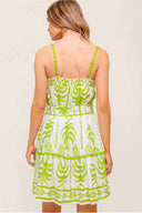 Ivory Green Printed Mini Dress back