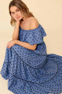 Chambray Off Shoulder Midi Dress side