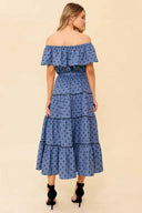 Chambray Off Shoulder Midi Dress back