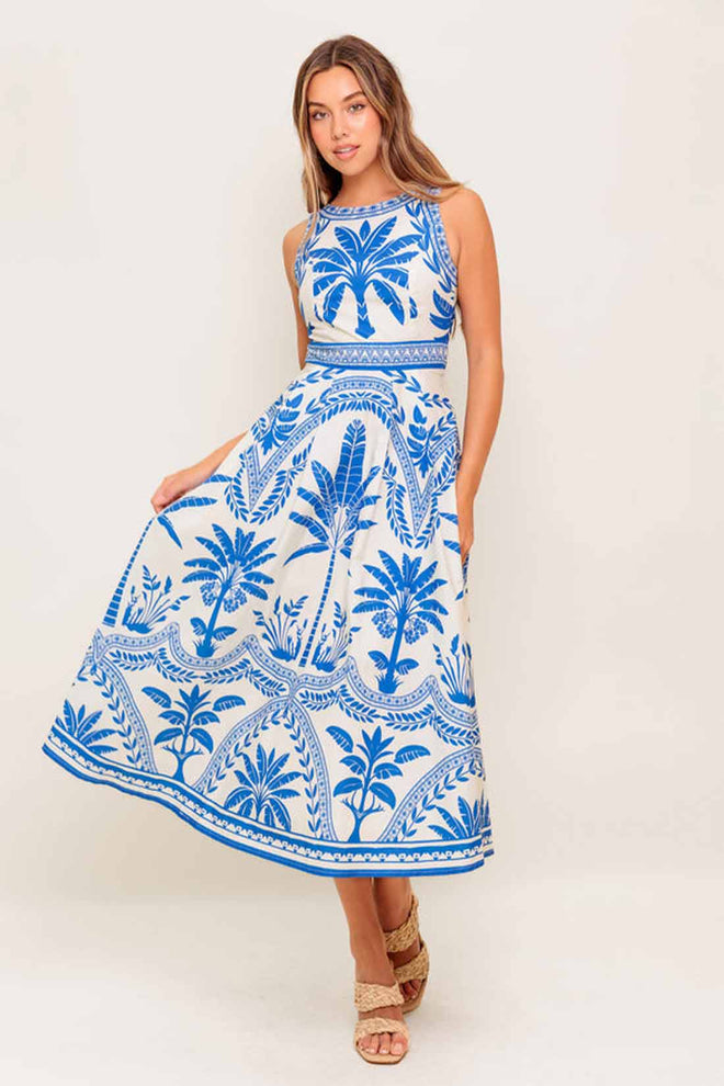 Ocean Petals Midi Dress