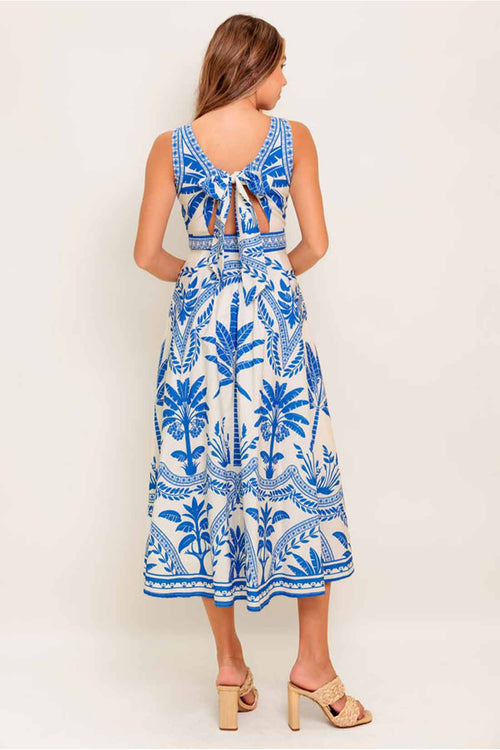 Ocean Petals Midi Dress back