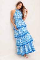 Blushing Blossom Blue Maxi Dress side