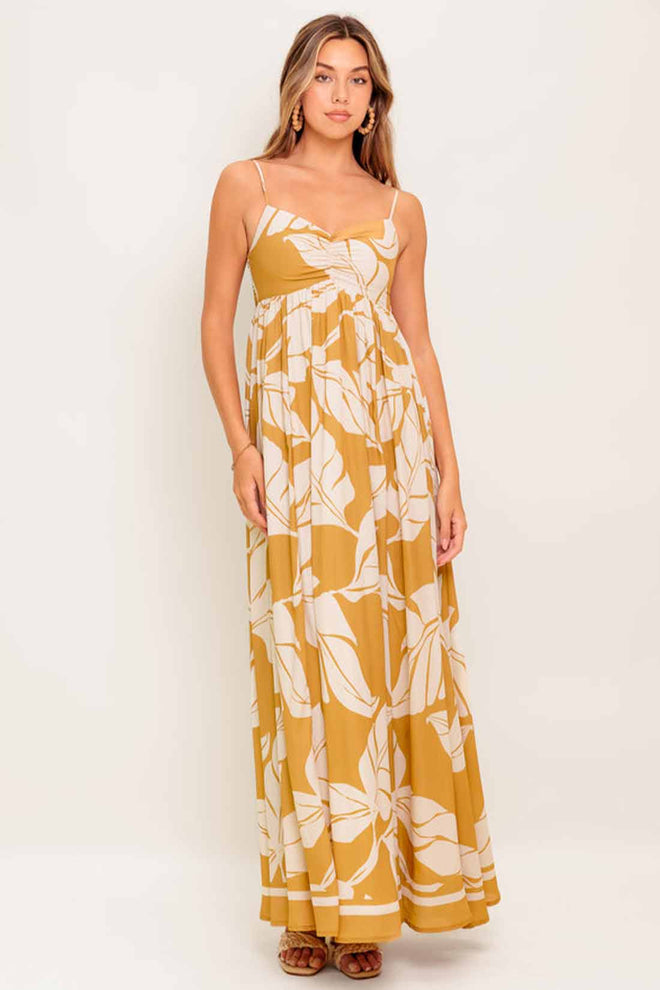 Camel Printed Maxi Dress