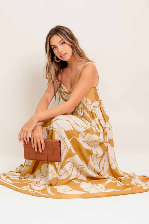 Camel Printed Maxi Dress details