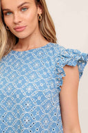Light Blue Eyelet Mini Dress details