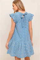 Light Blue Eyelet Mini Dress back