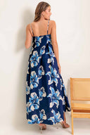Navy Printed Woven Maxi Dress back