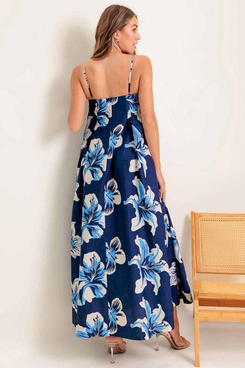 Navy Printed Woven Maxi Dress back