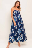 Navy Printed Woven Maxi Dress