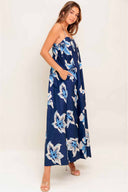 Navy Printed Woven Maxi Dress side