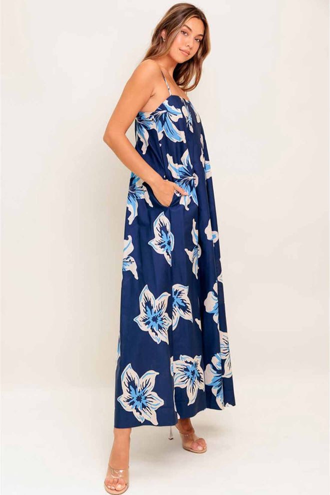 Navy Printed Woven Maxi Dress side