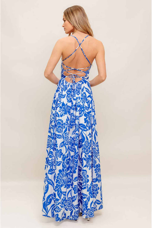 Blue Seaside Maxi Dress back