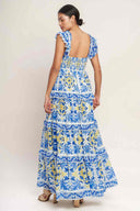Blue Printed Maxi Dress back